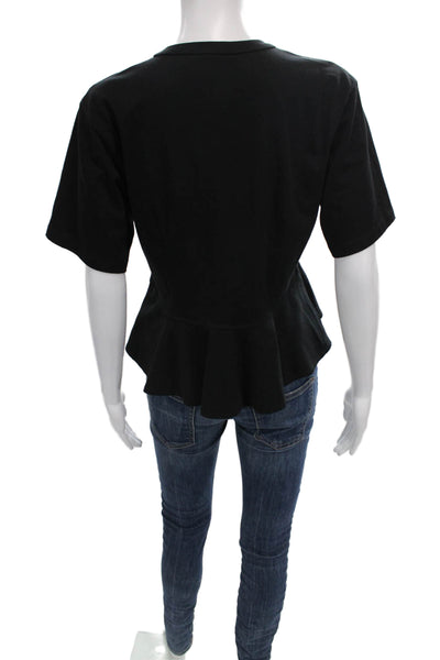 A.L.C. Womens Basic Short Sleeve Crew Neck Black T-Shirt Size M