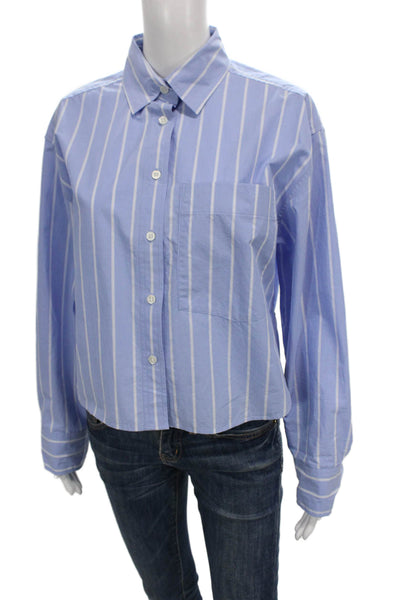 Banana Republic Women Striped Collared Cotton Button Up Long Sleeve Top Size S