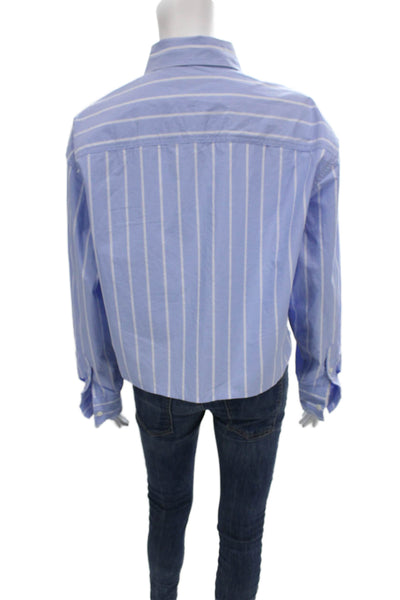 Banana Republic Women Striped Collared Cotton Button Up Long Sleeve Top Size S