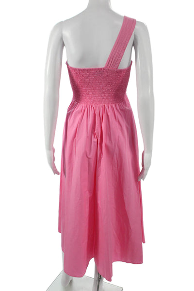 S/W/F Womens Sundress Pink Cotton One Shoulder Zip Long Size M