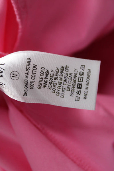 S/W/F Womens Sundress Pink Cotton One Shoulder Zip Long Size M