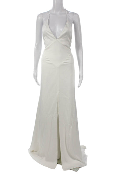 Alex Perry Womens Halter Neck White Polyester Full Length Dress Size 8