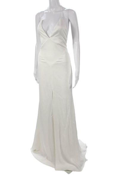 Alex Perry Womens Halter Neck White Polyester Full Length Dress Size 8