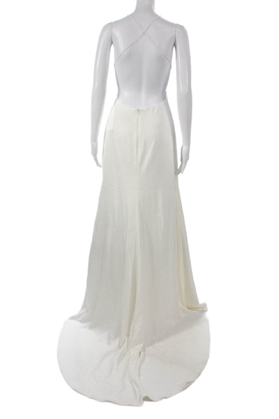 Alex Perry Womens Halter Neck White Polyester Full Length Dress Size 8