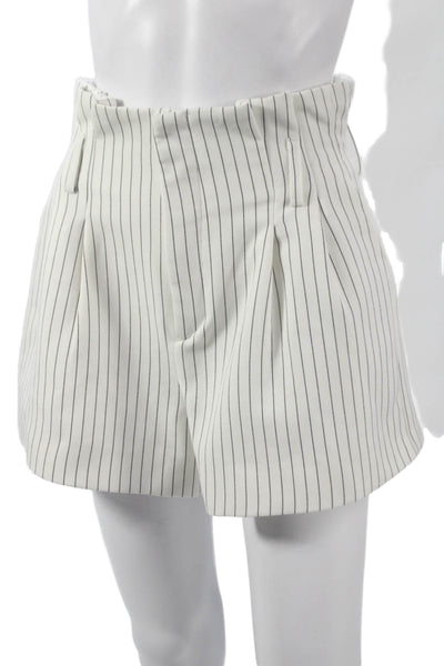 Parentezi Womens Casual Pinstripe Shorts White Polyester Zip Size S