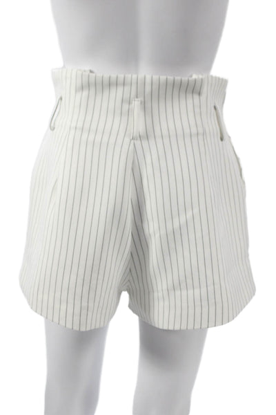 Parentezi Womens Casual Pinstripe Shorts White Polyester Zip Size S