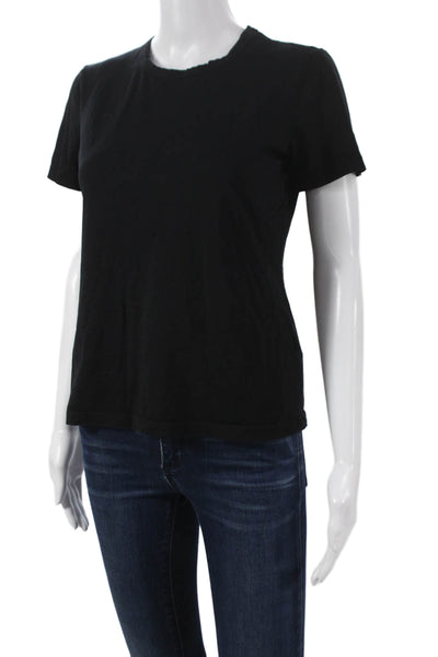 Cotton Citizen Womens Basic Black Supima Cotton Short Sleeve T-Shirt Size S