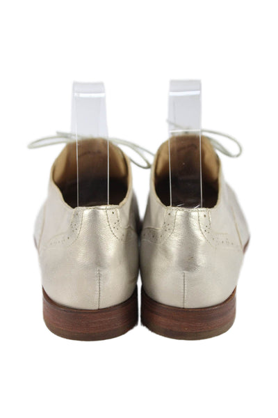 Cole Haan Womens Metallic Brogue Lace Up Shoes Gold Size 8.5