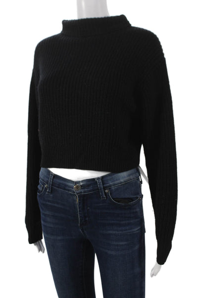 Wilfred Women Pullover Sweater Black Merino Wool Mock Neck Long Sleeve Size XS
