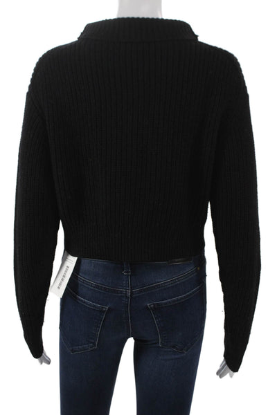 Wilfred Women Pullover Sweater Black Merino Wool Mock Neck Long Sleeve Size XS