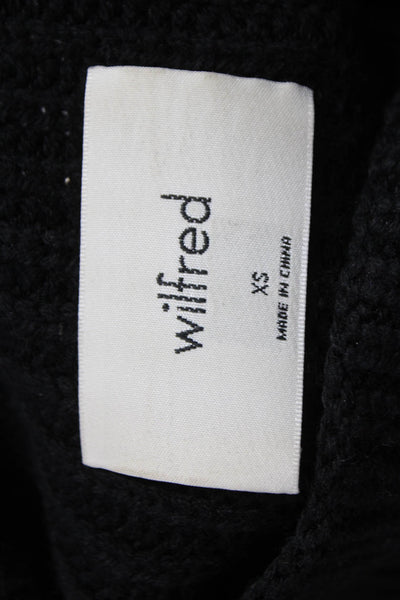 Wilfred Women Pullover Sweater Black Merino Wool Mock Neck Long Sleeve Size XS