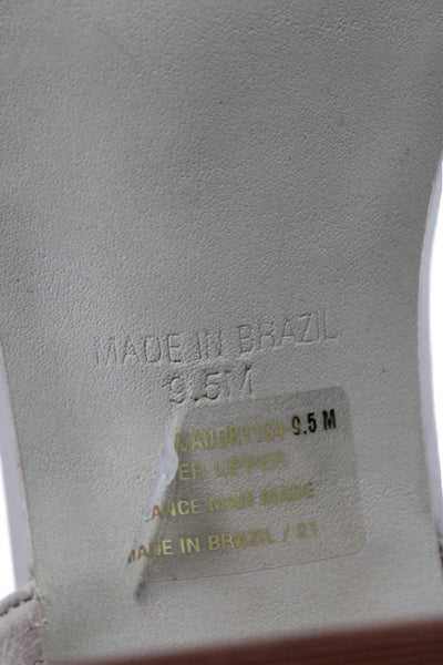 Steve Madden Womens Leather Ankle Strap Block Heels Shoes Beige Size 9.5M
