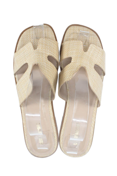 Cushionaire Womens Raffia Slip On Flats Sandals Shoes Natural Size 9.5M