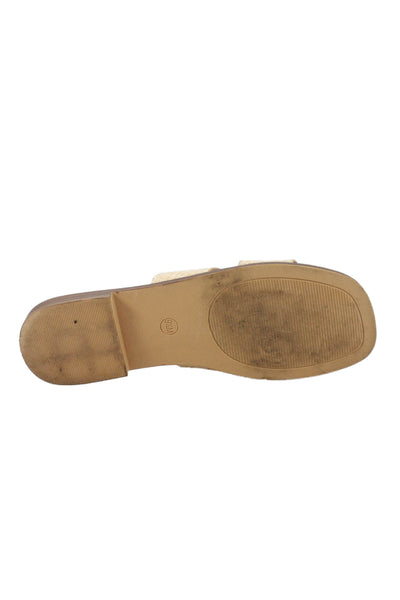 Cushionaire Womens Raffia Slip On Flats Sandals Shoes Natural Size 9.5M