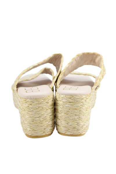 Matisse Womens Raffia Slip On Block Platform Heels Shoes Natural Size 10M