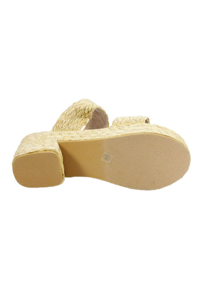 Matisse Womens Raffia Slip On Block Platform Heels Shoes Natural Size 10M