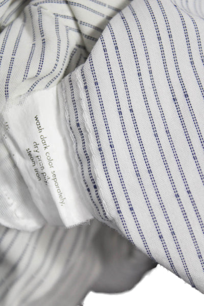Kenneth Cole Reaction Mens Striped Button Up Shirt White Size 16 32-33