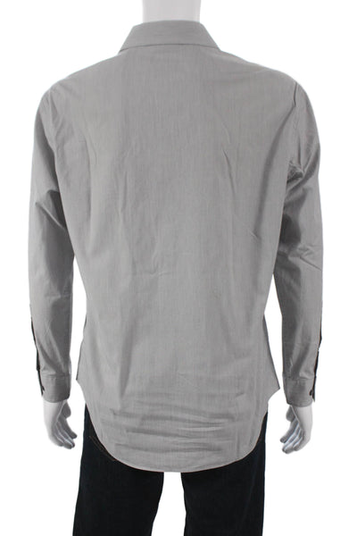 Kenneth Cole Reaction Mens Cotton Blend Button Up Shirt Gray Size 16 32-33