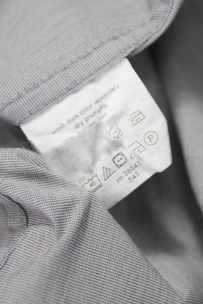 Kenneth Cole Reaction Mens Cotton Blend Button Up Shirt Gray Size 16 32-33