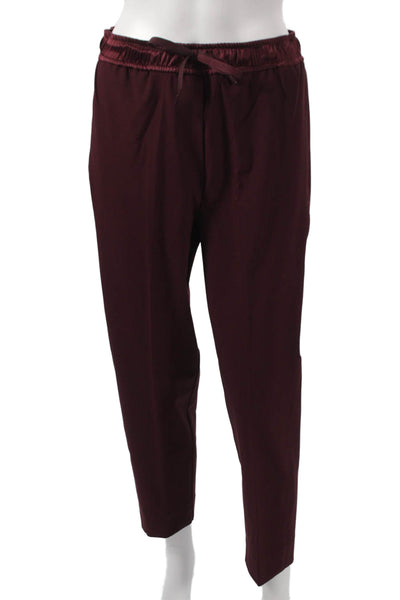 Marella Womens Ankle Pants Red Drawstring Polyester Size 2