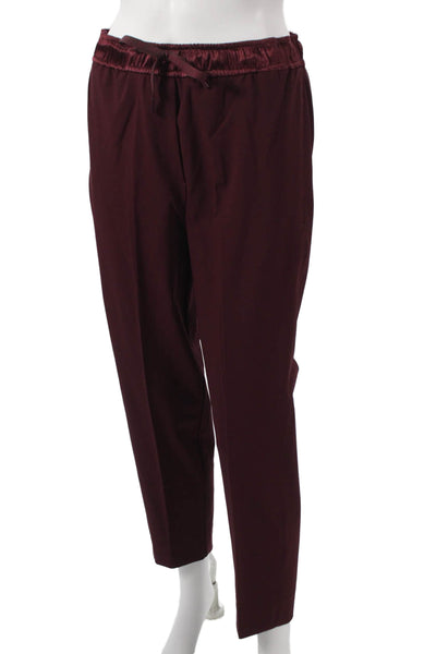 Marella Womens Ankle Pants Red Drawstring Polyester Size 2