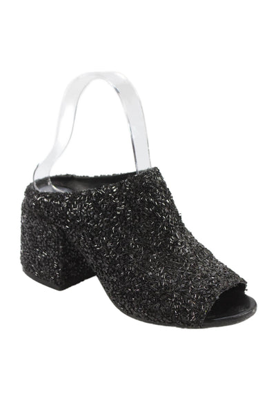 MM6 Maison Margiela Womens Embellished Open To Heels Black Size 35 5
