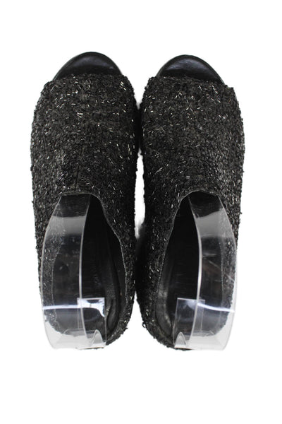 MM6 Maison Margiela Womens Embellished Open To Heels Black Size 35 5
