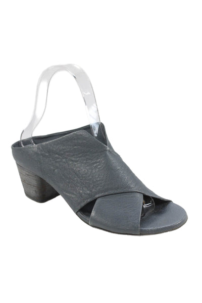 Officine Creative Womens Leather Open Toe Heels Blue Size 36 6