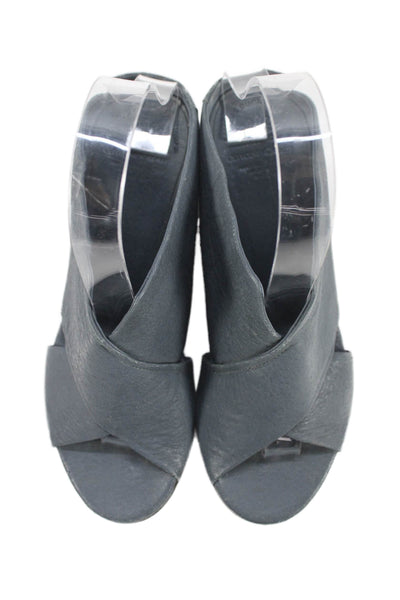 Officine Creative Womens Leather Open Toe Heels Blue Size 36 6