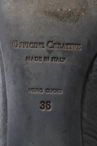 Officine Creative Womens Leather Open Toe Heels Blue Size 36 6