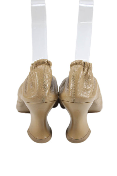 Bottega Veneta Womens Square Toe Heels Beige Size 34 4