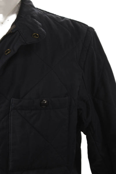 J Crew Mens Quilted Jacket Blue Button Closure Size M