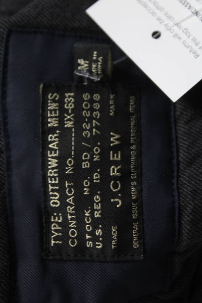 J Crew Mens Quilted Jacket Blue Button Closure Size M