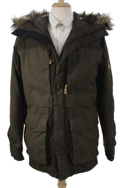 Fjall Raven Mens Parka Green Snap Outdoor 65%Poly 35%Cotton Size S