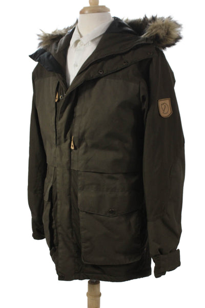 Fjall Raven Mens Parka Green Snap Outdoor 65%Poly 35%Cotton Size S