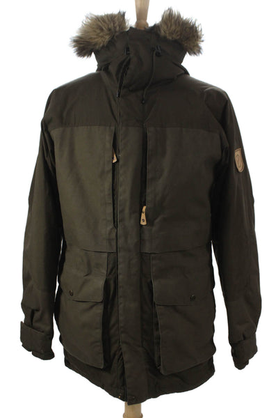 Fjall Raven Mens Parka Green Snap Outdoor 65%Poly 35%Cotton Size S