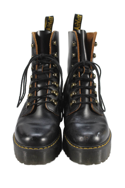 Dr. Martens Women's Leather Lace-Up Lug Sole Combat Boots Black Size 7