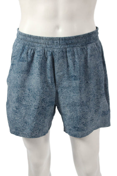 Lululemon Mens Athletic Spotted Blue Polyester Drawstring Shorts Size XL