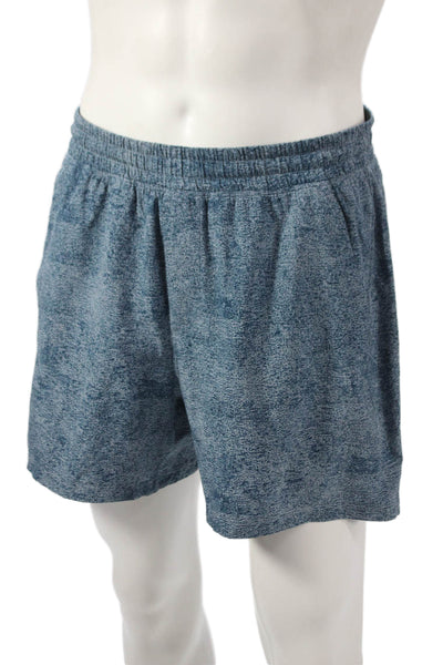 Lululemon Mens Athletic Spotted Blue Polyester Drawstring Shorts Size XL