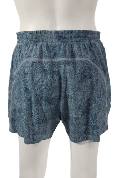 Lululemon Mens Athletic Spotted Blue Polyester Drawstring Shorts Size XL