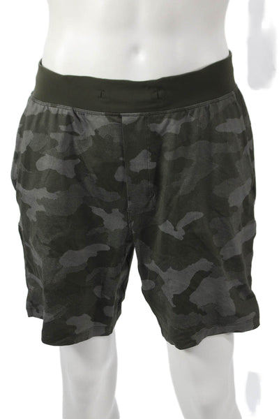 Lululemon Mens Athletic Nylon Camouflage Shorts Green Size XL