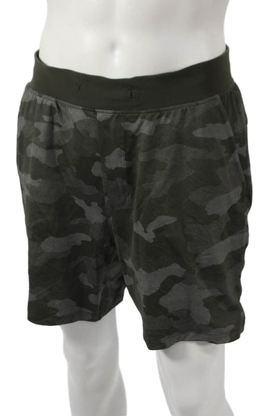 Lululemon Mens Athletic Nylon Camouflage Shorts Green Size XL