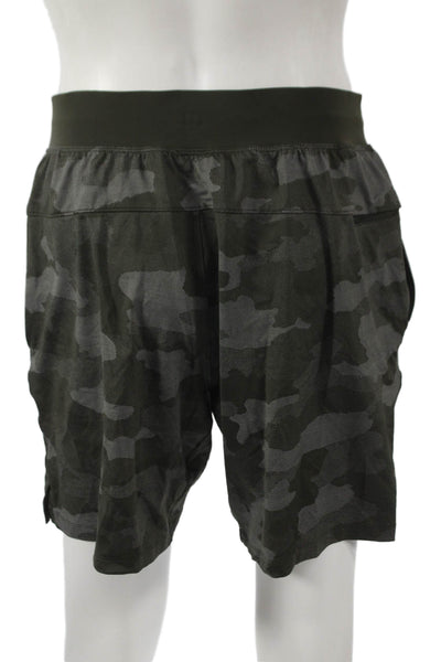 Lululemon Mens Athletic Nylon Camouflage Shorts Green Size XL
