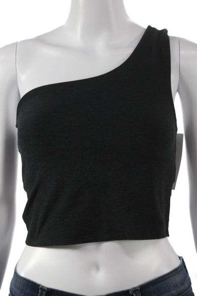 Beyond Yoga Women Cropped Tank One Shoulder Sleeveless Black Polyester Size S