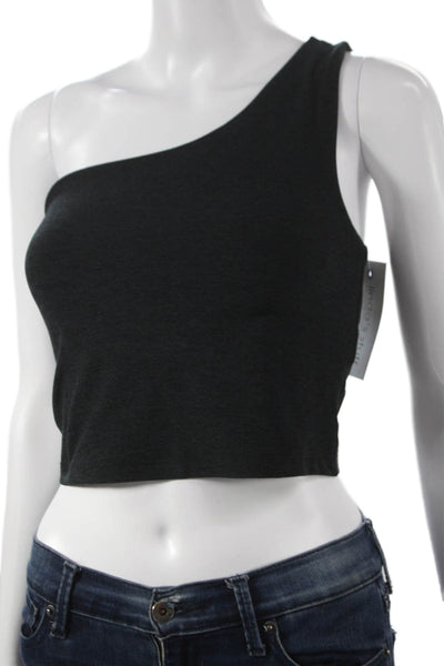 Beyond Yoga Women Cropped Tank One Shoulder Sleeveless Black Polyester Size S