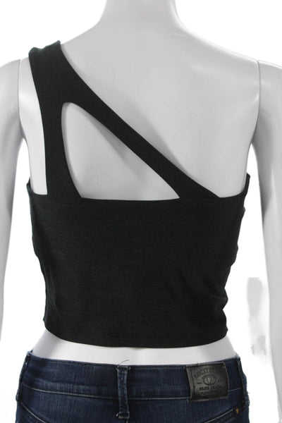 Beyond Yoga Women Cropped Tank One Shoulder Sleeveless Black Polyester Size S