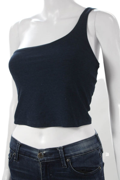 Beyond Yoga Womens One Shoulder Cropped Tank Blue Polyester Size S