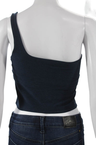 Beyond Yoga Womens One Shoulder Cropped Tank Blue Polyester Size S
