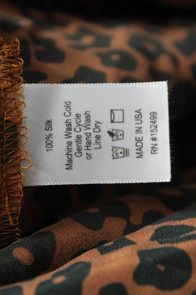 Amour Vert Womens Silk Animal Print V-Neck Shift Dress Short Sleeve Size XS