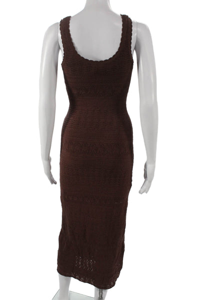 Saltwater Luxe Women Maxi Dress Brown Geometric Scoop Sleeveless Size XS